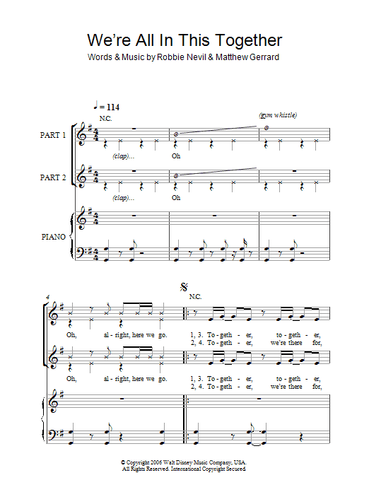 High School Musical Cast We're All In This Together (from High School Musical) (arr. Rick Hein) sheet music notes and chords arranged for 2-Part Choir