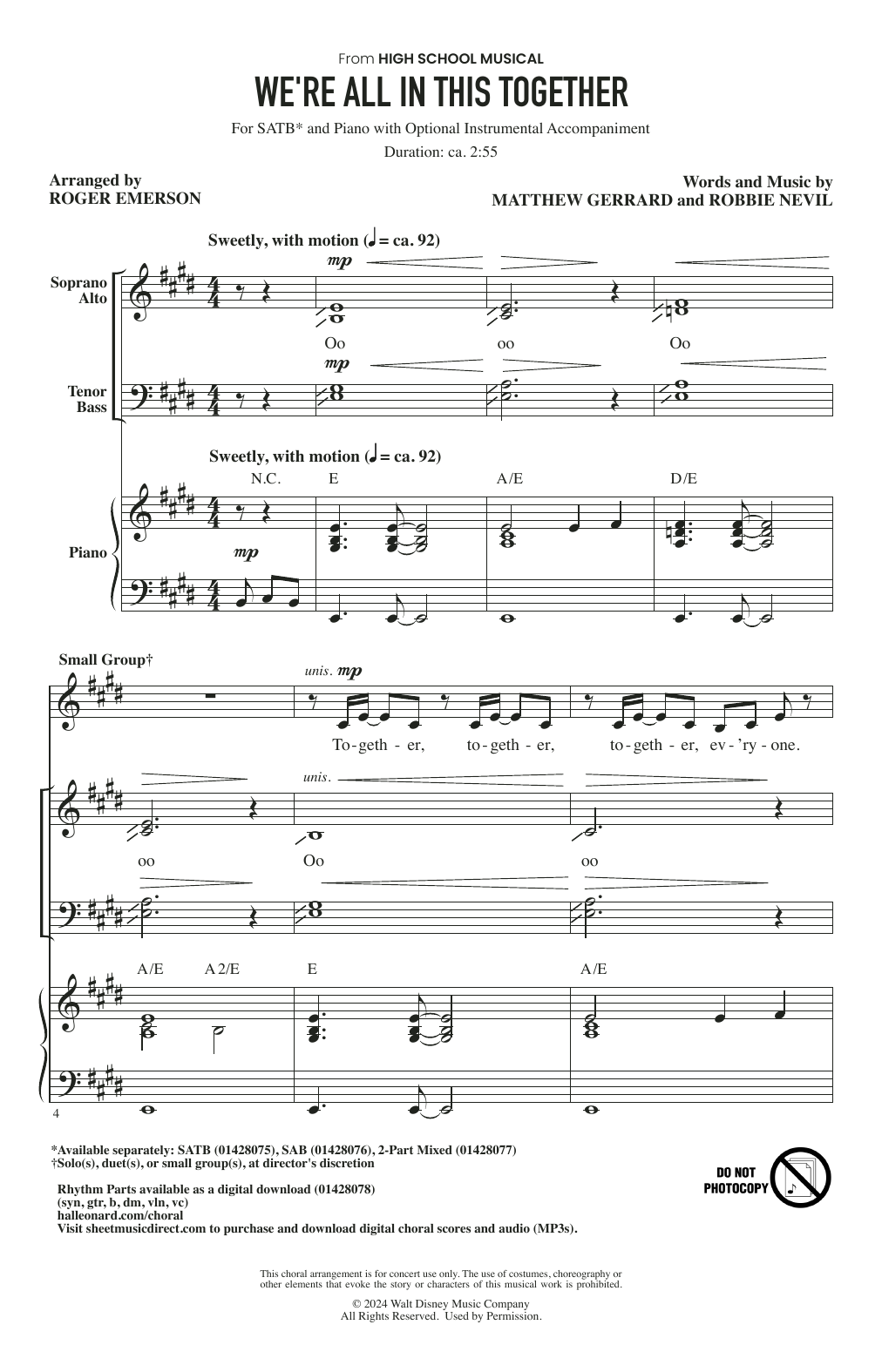 High School Musical Cast We're All In This Together (from High School Musical) (arr. Roger Emerson) sheet music notes and chords arranged for SATB Choir