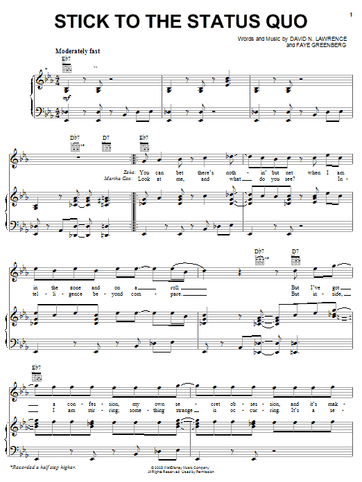 High School Musical Stick To The Status Quo sheet music notes and chords arranged for Piano, Vocal & Guitar Chords (Right-Hand Melody)