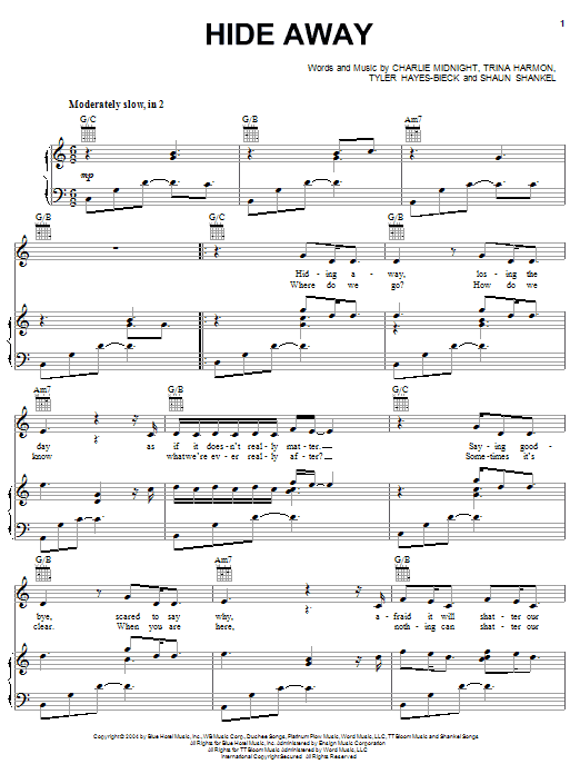 Hilary Duff Hide Away sheet music notes and chords arranged for Piano, Vocal & Guitar Chords (Right-Hand Melody)