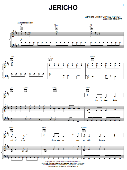 Hilary Duff Jericho sheet music notes and chords arranged for Piano, Vocal & Guitar Chords (Right-Hand Melody)