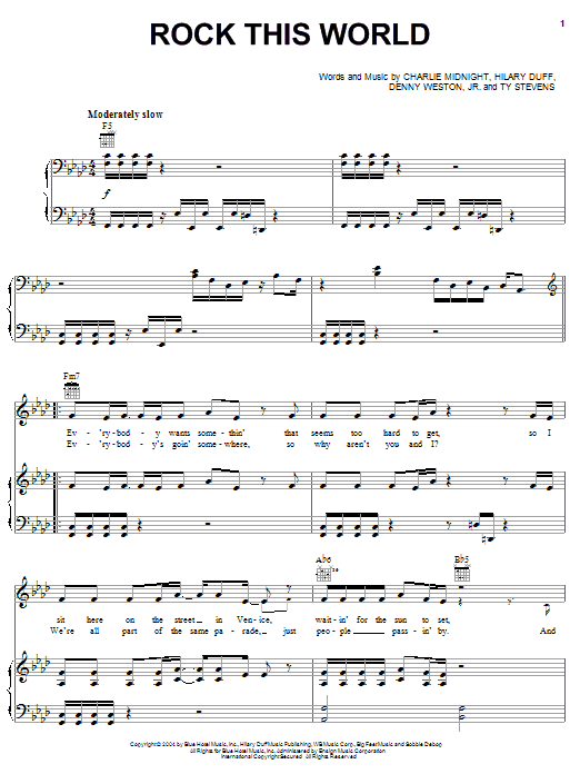 Hilary Duff Rock This World sheet music notes and chords arranged for Piano, Vocal & Guitar Chords (Right-Hand Melody)