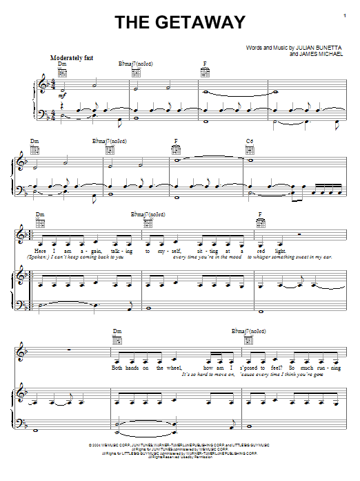 Hilary Duff The Getaway sheet music notes and chords arranged for Piano, Vocal & Guitar Chords (Right-Hand Melody)