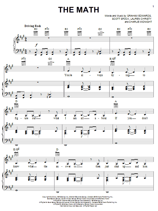 Hilary Duff The Math sheet music notes and chords arranged for Piano, Vocal & Guitar Chords (Right-Hand Melody)