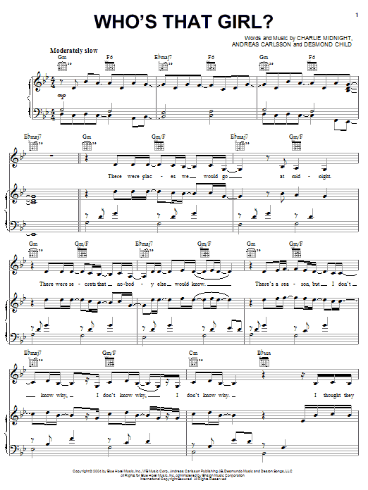 Hilary Duff Who's That Girl? sheet music notes and chords arranged for Piano, Vocal & Guitar Chords (Right-Hand Melody)
