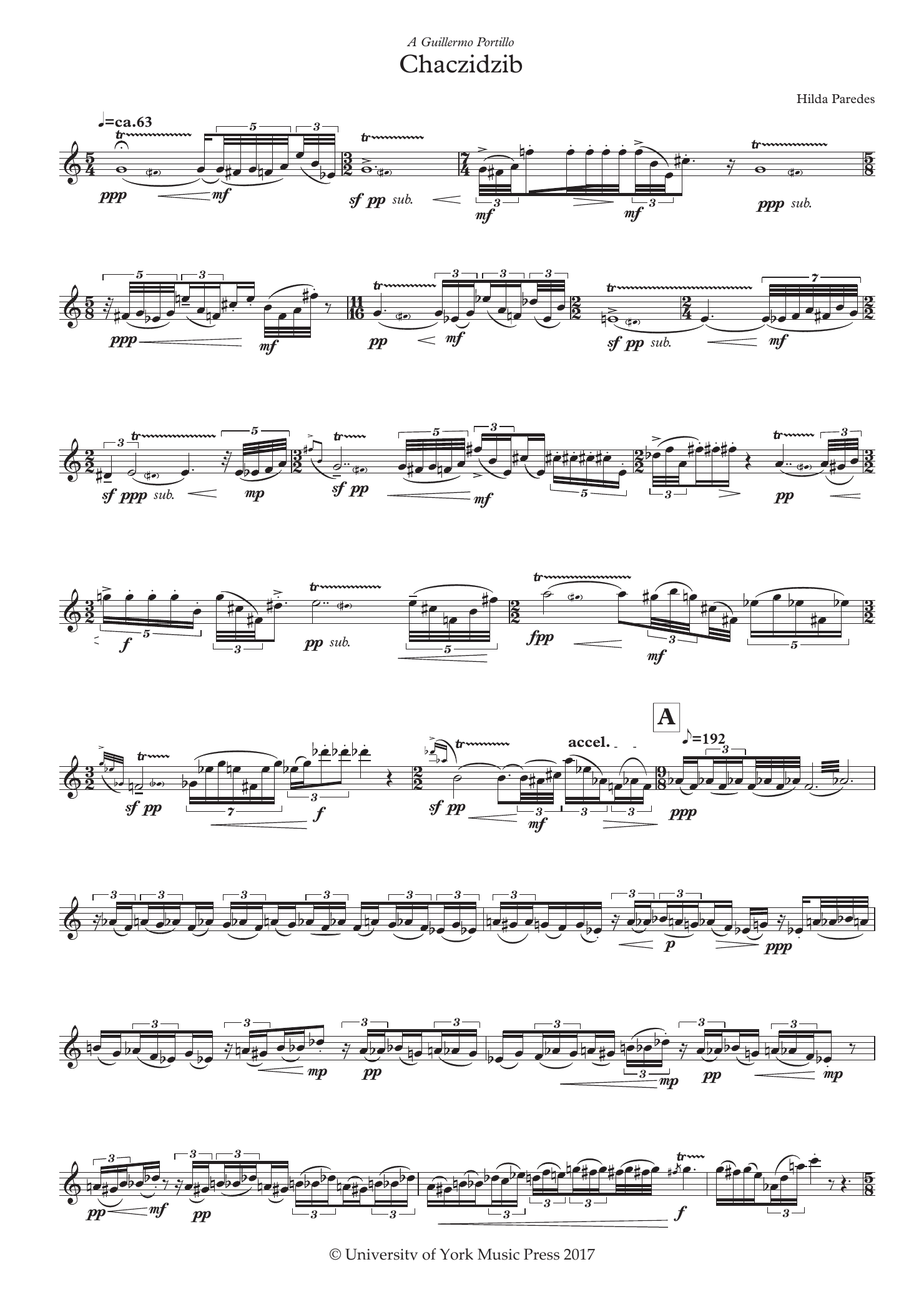 Hilda Paredes Chaczidzib sheet music notes and chords arranged for Woodwind Solo