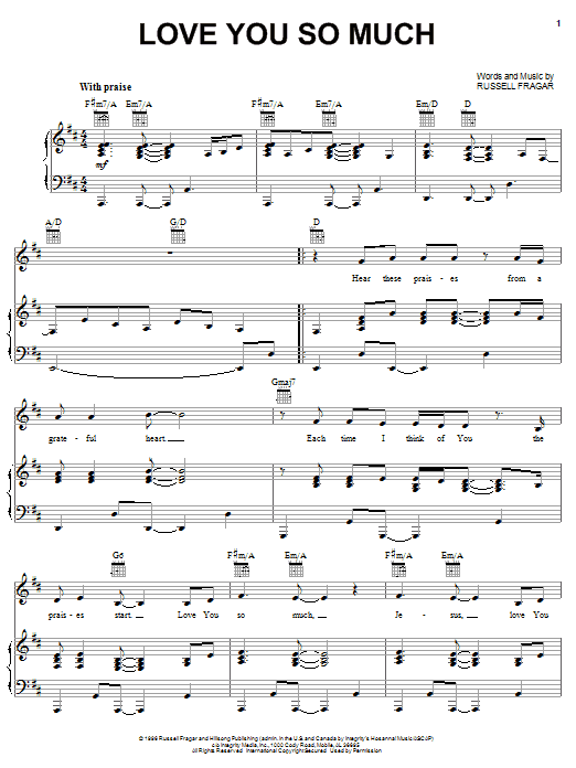 Hillsong Love You So Much sheet music notes and chords arranged for Piano, Vocal & Guitar Chords (Right-Hand Melody)