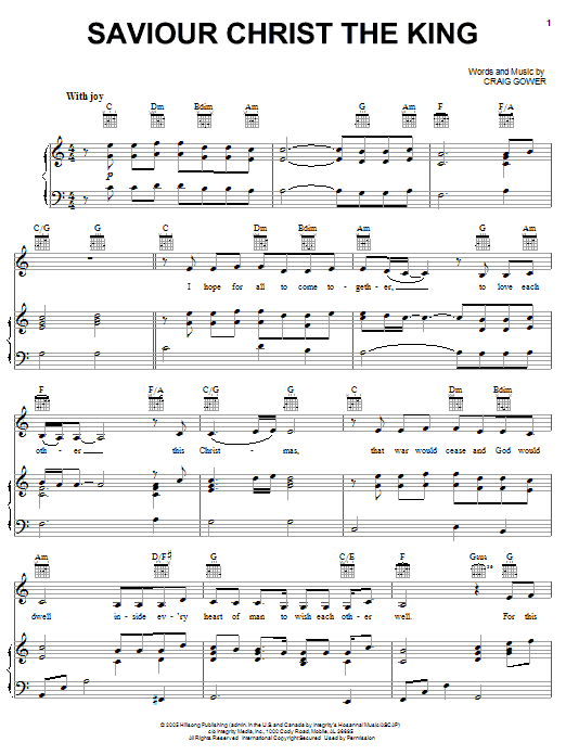 Hillsong Saviour Christ The King sheet music notes and chords arranged for Piano, Vocal & Guitar Chords (Right-Hand Melody)