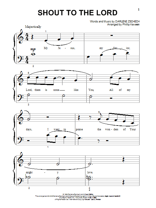 Hillsong Shout To The Lord (arr. Phillip Keveren) sheet music notes and chords arranged for Big Note Piano