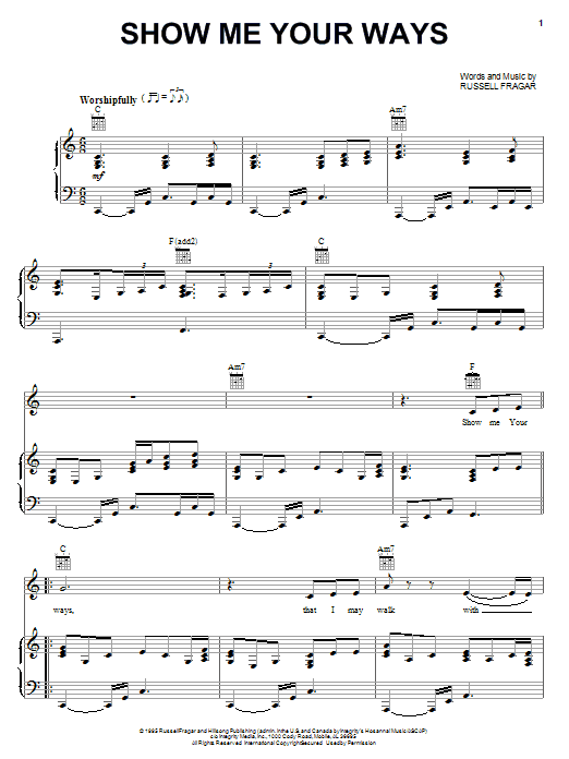 Hillsong Show Me Your Ways sheet music notes and chords arranged for Piano, Vocal & Guitar Chords (Right-Hand Melody)