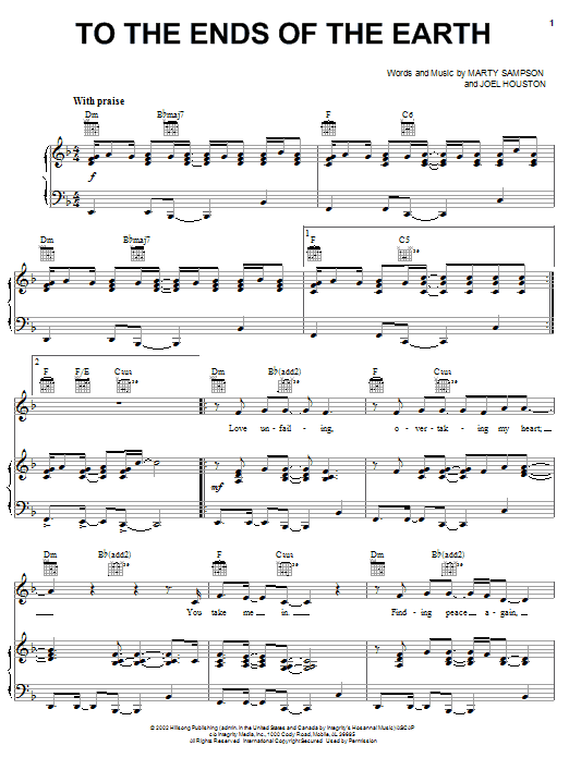 Hillsong To The Ends Of The Earth sheet music notes and chords arranged for Piano, Vocal & Guitar Chords (Right-Hand Melody)