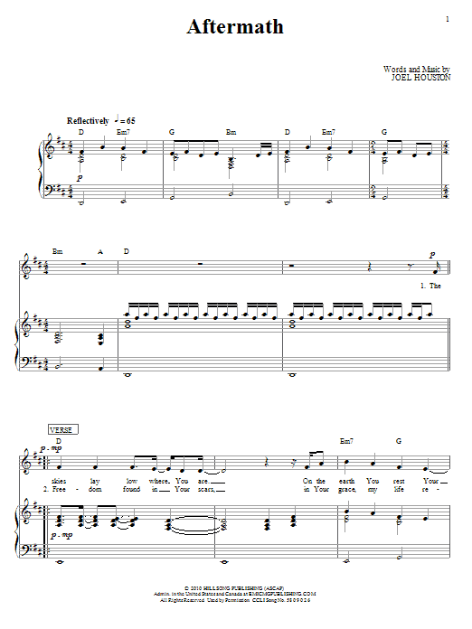 Hillsong United Aftermath sheet music notes and chords arranged for Piano, Vocal & Guitar Chords (Right-Hand Melody)