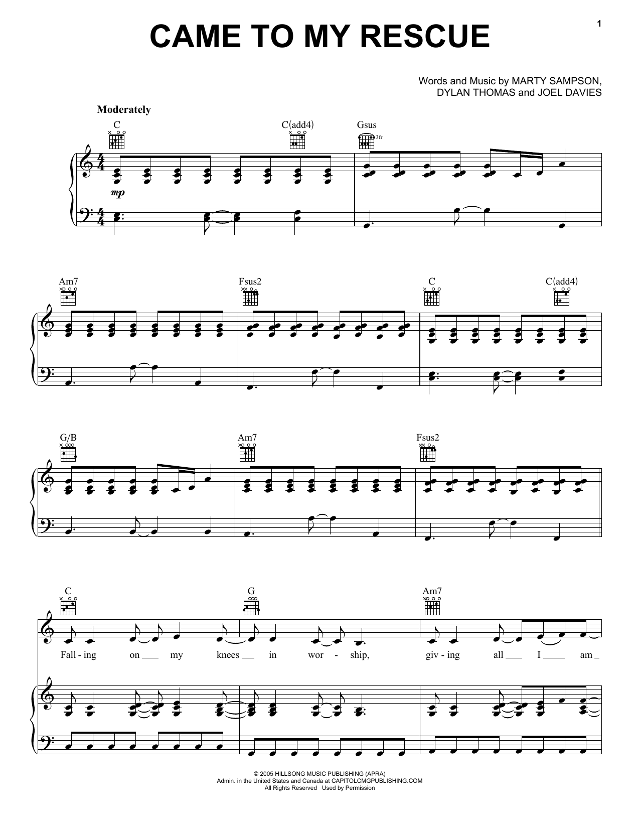 Hillsong United Came To My Rescue sheet music notes and chords arranged for Easy Guitar