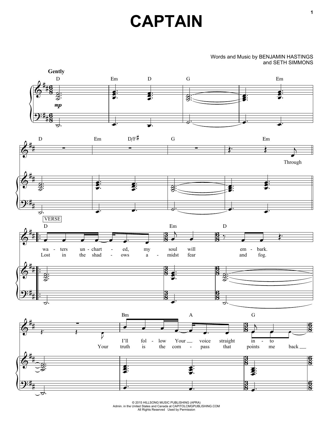 Hillsong United Captain sheet music notes and chords arranged for Piano & Vocal