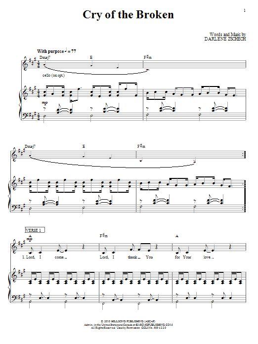 Hillsong United Cry Of The Broken sheet music notes and chords arranged for Piano, Vocal & Guitar Chords (Right-Hand Melody)