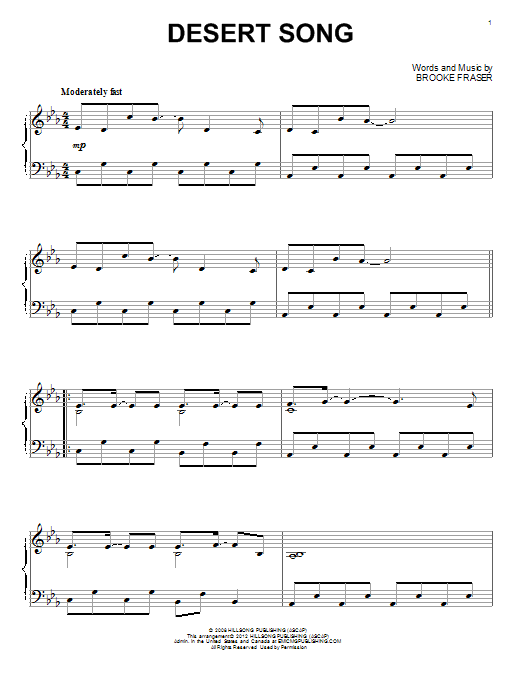 Hillsong United Desert Song sheet music notes and chords arranged for Piano Solo