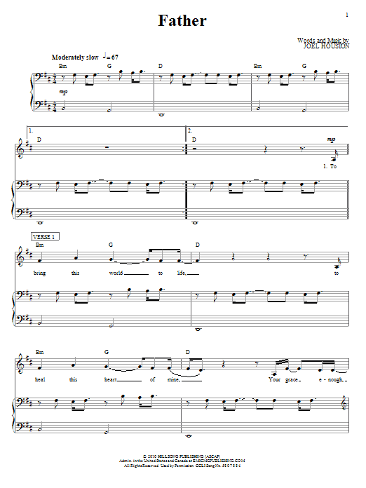 Hillsong United Father sheet music notes and chords arranged for Piano, Vocal & Guitar Chords (Right-Hand Melody)