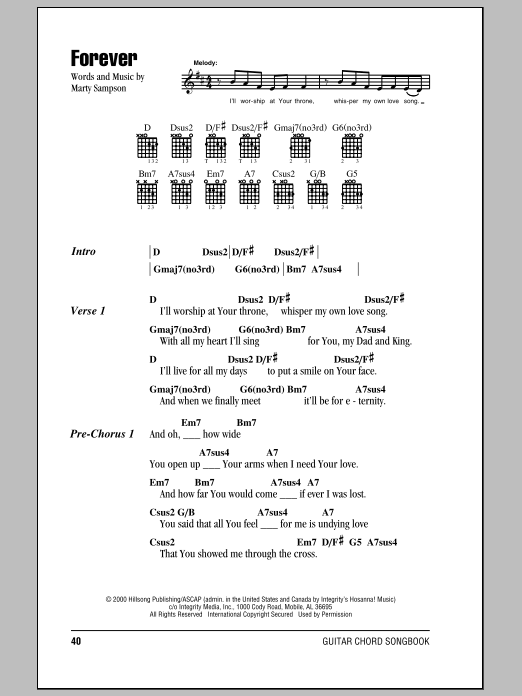 Hillsong United Forever sheet music notes and chords arranged for Guitar Chords/Lyrics