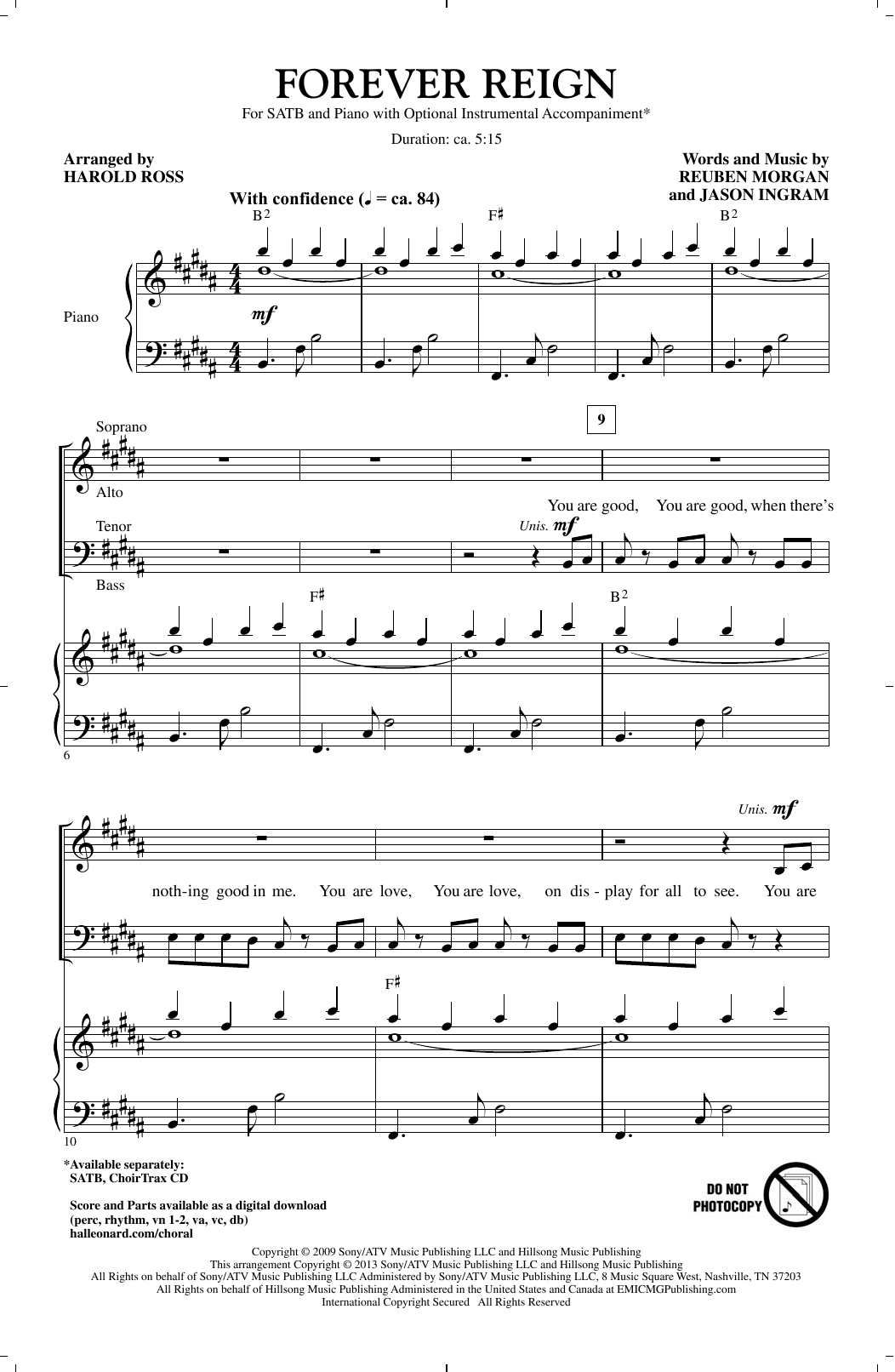 Hillsong United Forever Reign (arr. Harold Ross) sheet music notes and chords arranged for SATB Choir