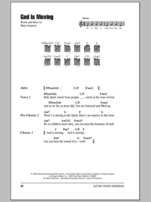 Hillsong United God Is Moving sheet music notes and chords arranged for Guitar Chords/Lyrics