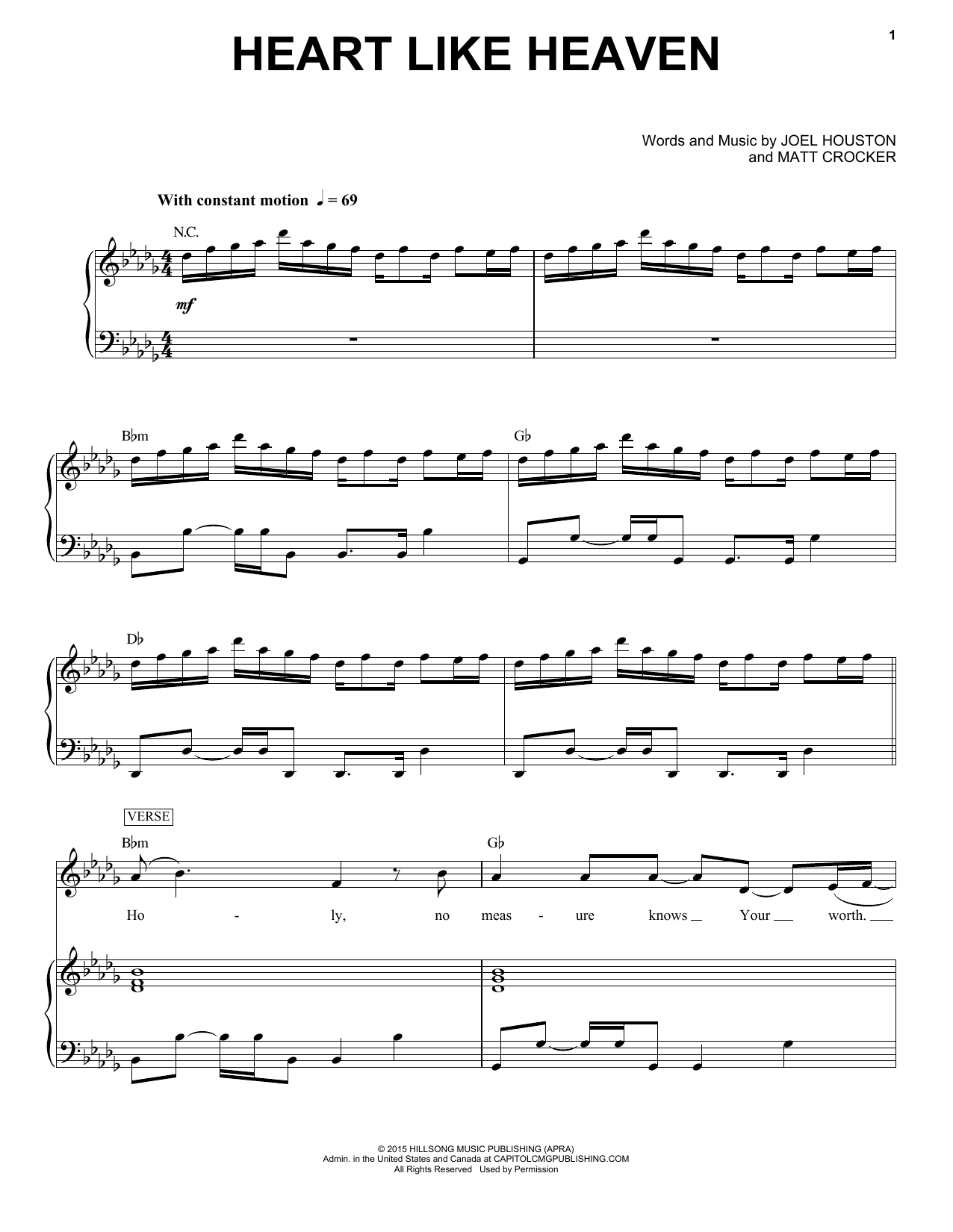 Hillsong United Heart Like Heaven sheet music notes and chords arranged for Piano & Vocal