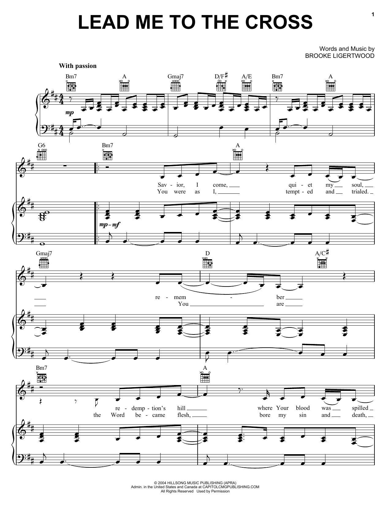 Hillsong United Lead Me To The Cross sheet music notes and chords arranged for Piano Solo