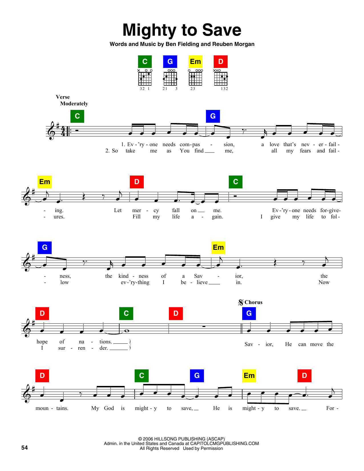 Hillsong United Mighty To Save sheet music notes and chords arranged for ChordBuddy