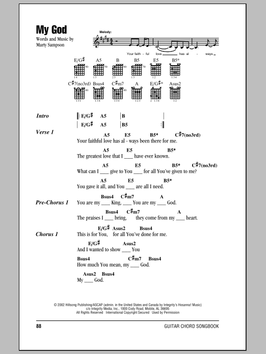 Hillsong United My God sheet music notes and chords arranged for Guitar Chords/Lyrics