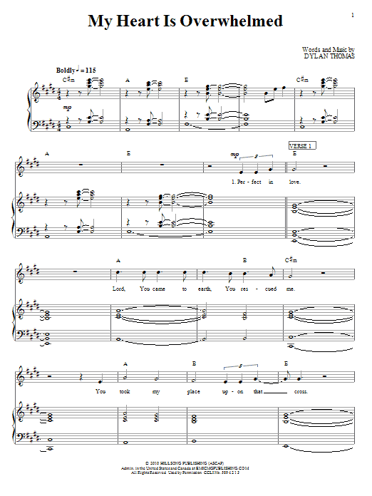 Hillsong United My Heart Is Overwhelmed sheet music notes and chords arranged for Piano, Vocal & Guitar Chords (Right-Hand Melody)