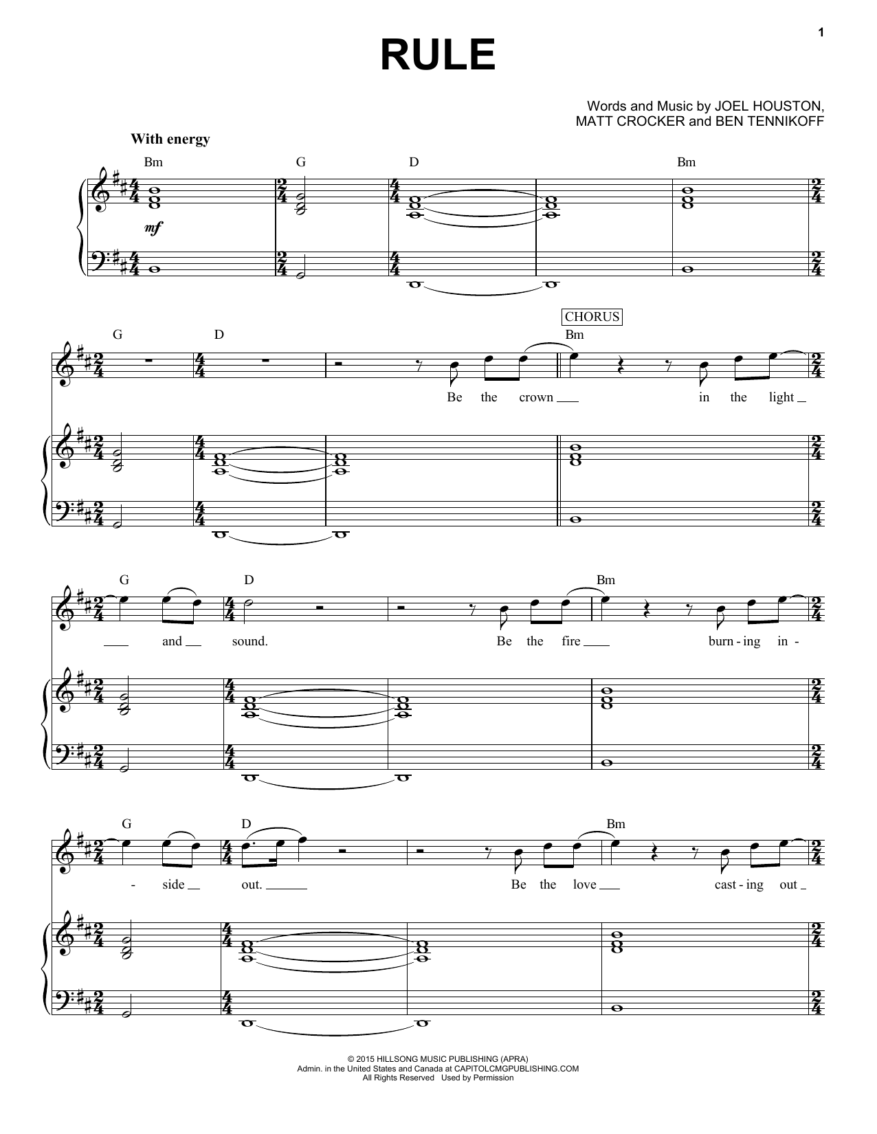 Hillsong United Rule sheet music notes and chords arranged for Piano & Vocal