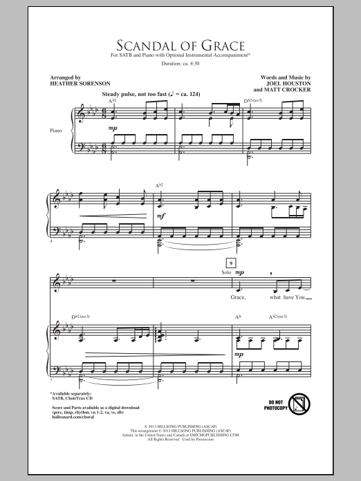 Hillsong United Scandal Of Grace (arr. Heather Sorenson) sheet music notes and chords arranged for SATB Choir