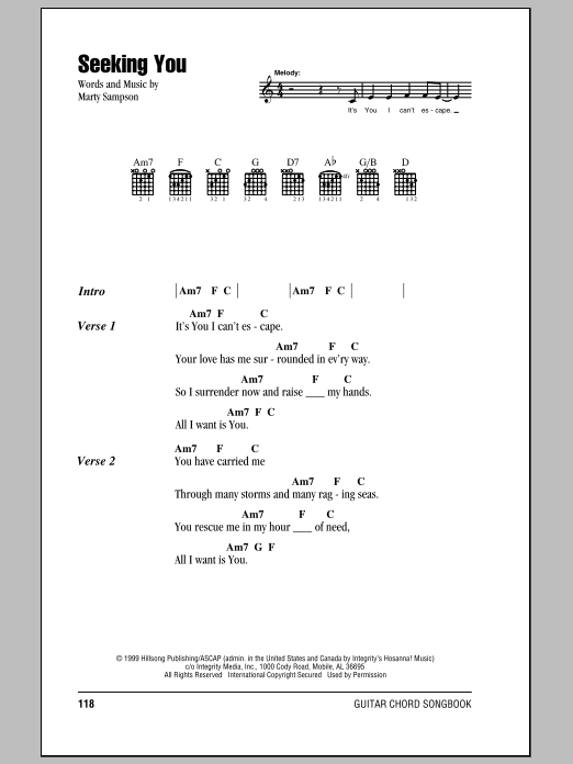 Hillsong United Seeking You sheet music notes and chords arranged for Guitar Chords/Lyrics