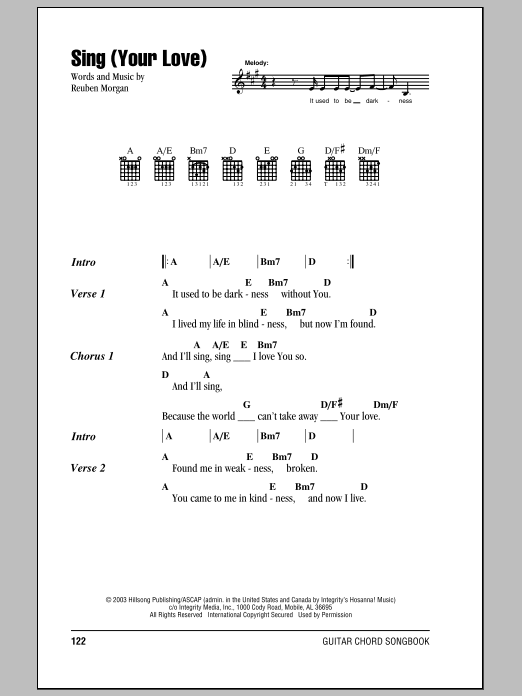 Hillsong United Sing (Your Love) sheet music notes and chords arranged for Guitar Chords/Lyrics