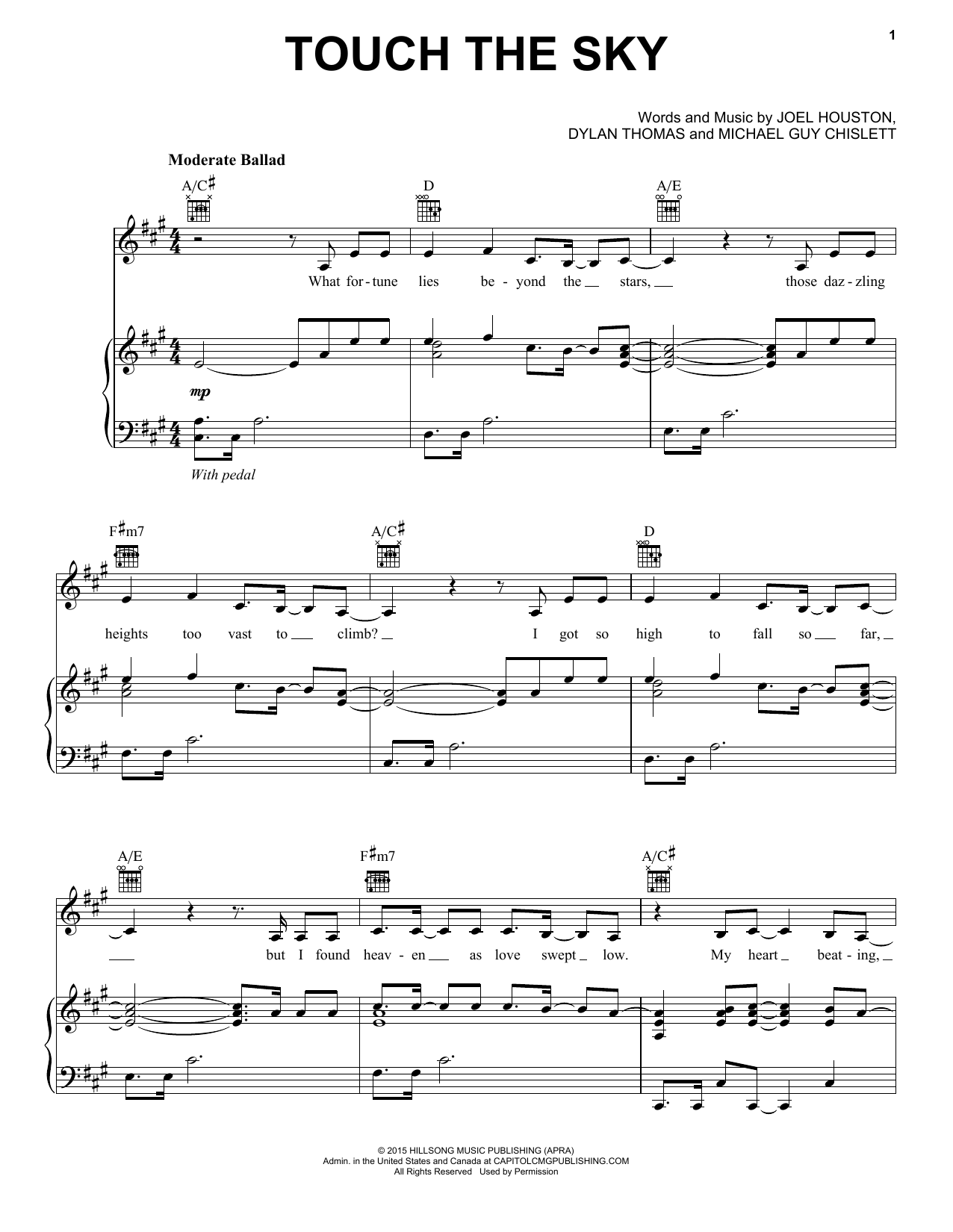 Hillsong United Touch The Sky sheet music notes and chords arranged for Piano & Vocal
