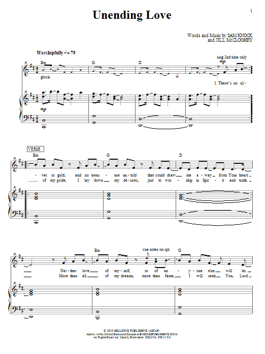 Hillsong United Unending Love sheet music notes and chords arranged for Piano, Vocal & Guitar Chords (Right-Hand Melody)