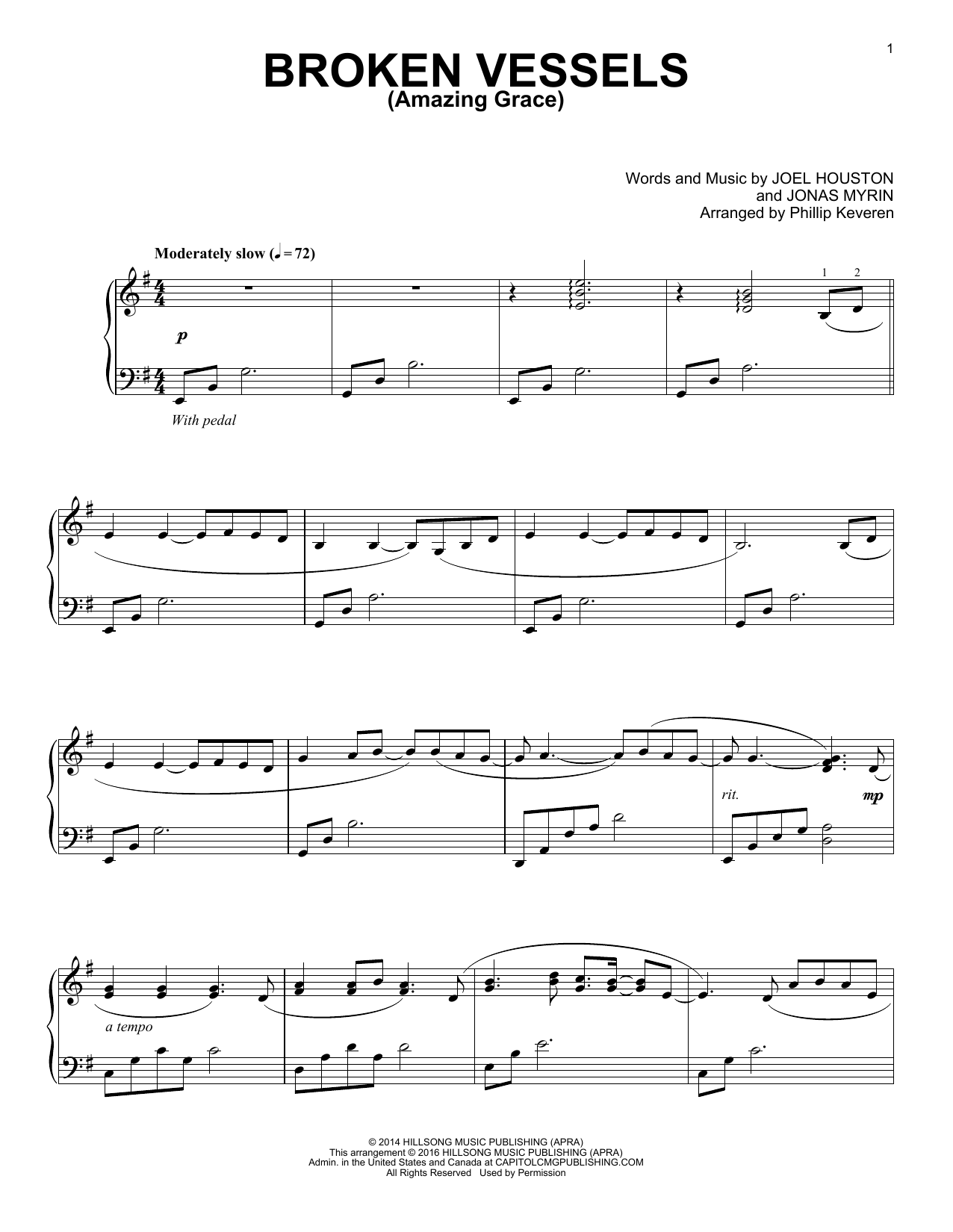 Hillsong Worship Broken Vessels (Amazing Grace) (arr. Phillip Keveren) sheet music notes and chords arranged for Piano Solo