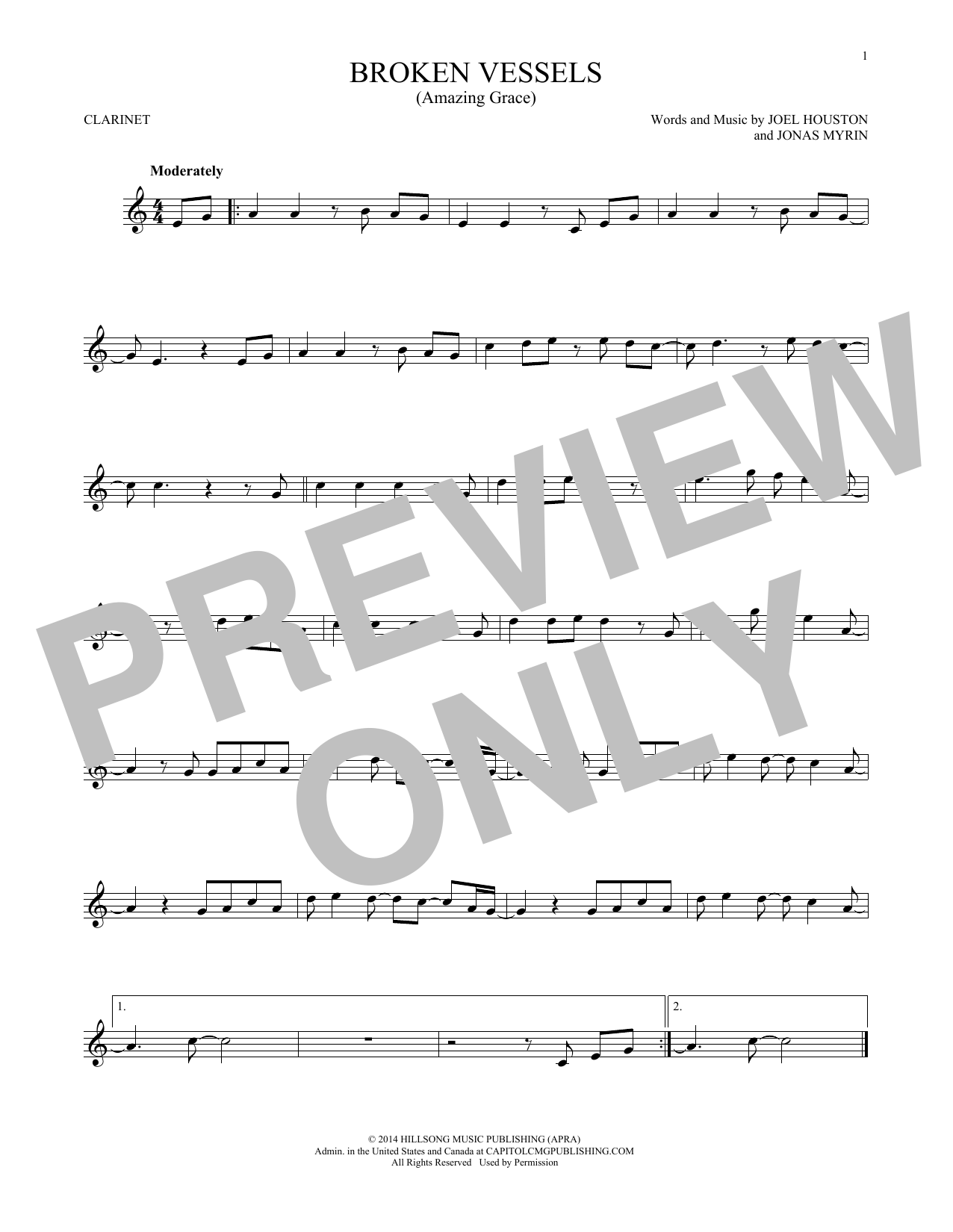 Hillsong Worship Broken Vessels (Amazing Grace) sheet music notes and chords arranged for Piano, Vocal & Guitar Chords (Right-Hand Melody)
