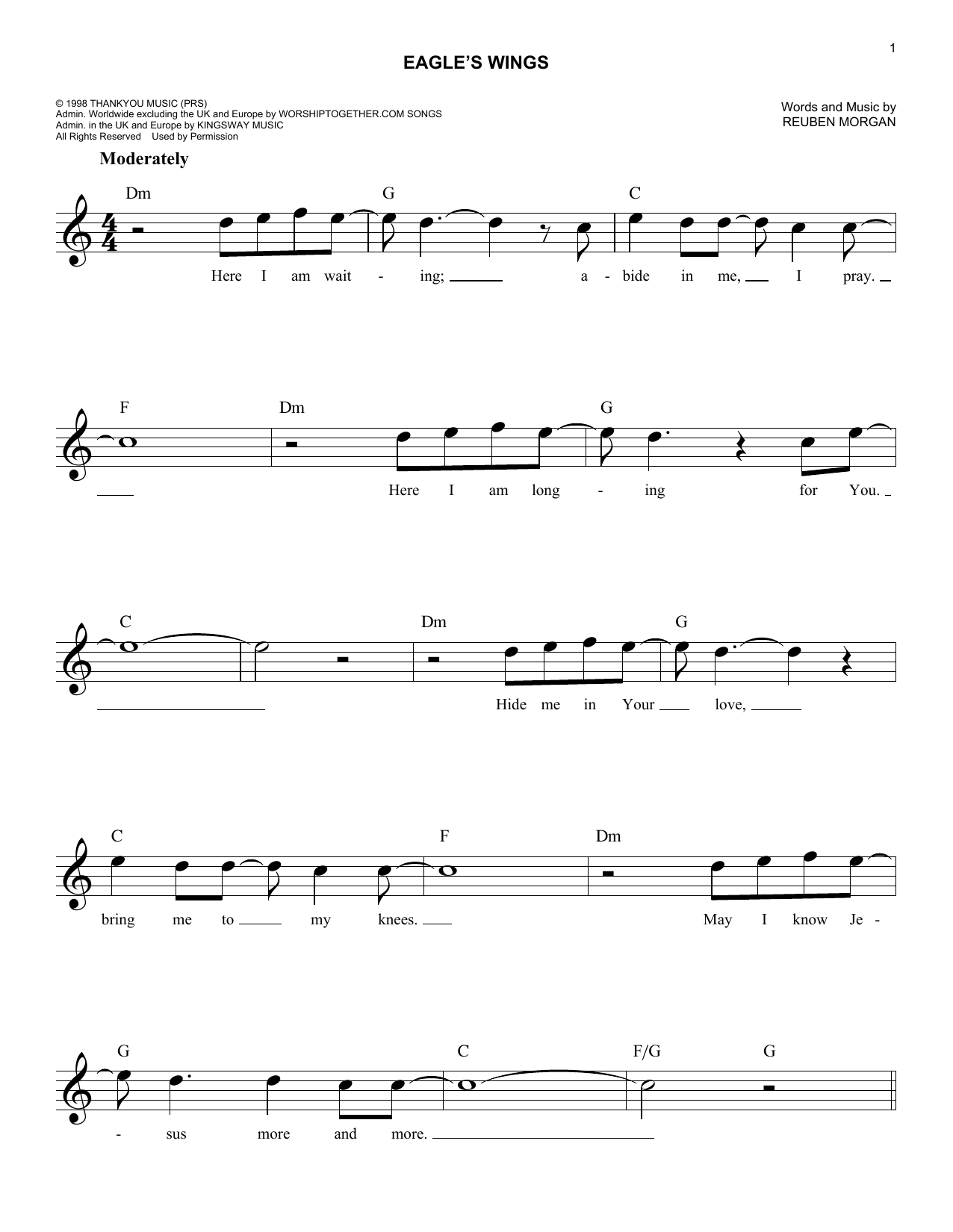 Hillsong Worship Eagle's Wings sheet music notes and chords arranged for Lead Sheet / Fake Book