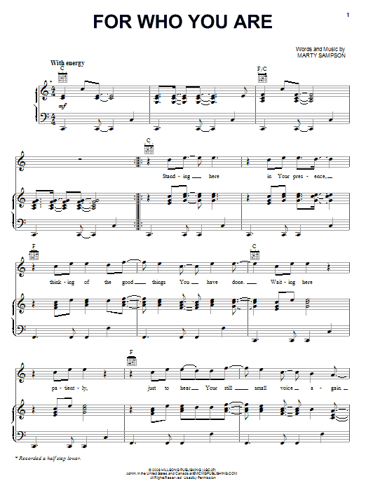 Hillsong Worship For Who You Are sheet music notes and chords arranged for Piano, Vocal & Guitar Chords (Right-Hand Melody)