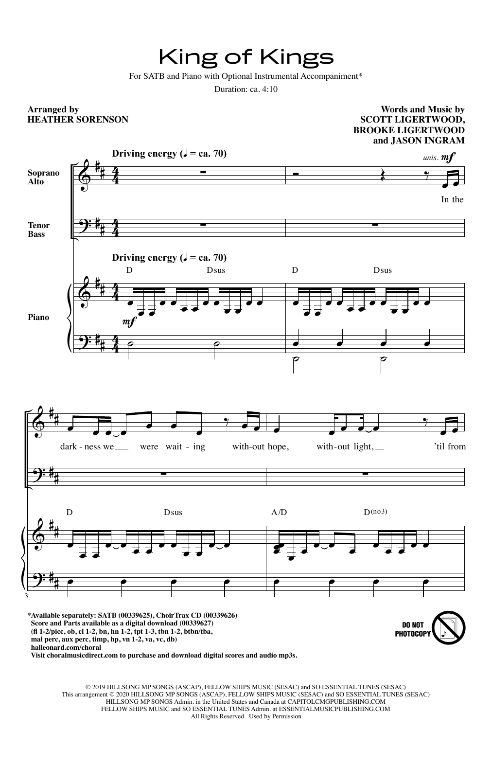 Hillsong Worship King Of Kings (arr. Heather Sorenson) sheet music notes and chords arranged for SATB Choir