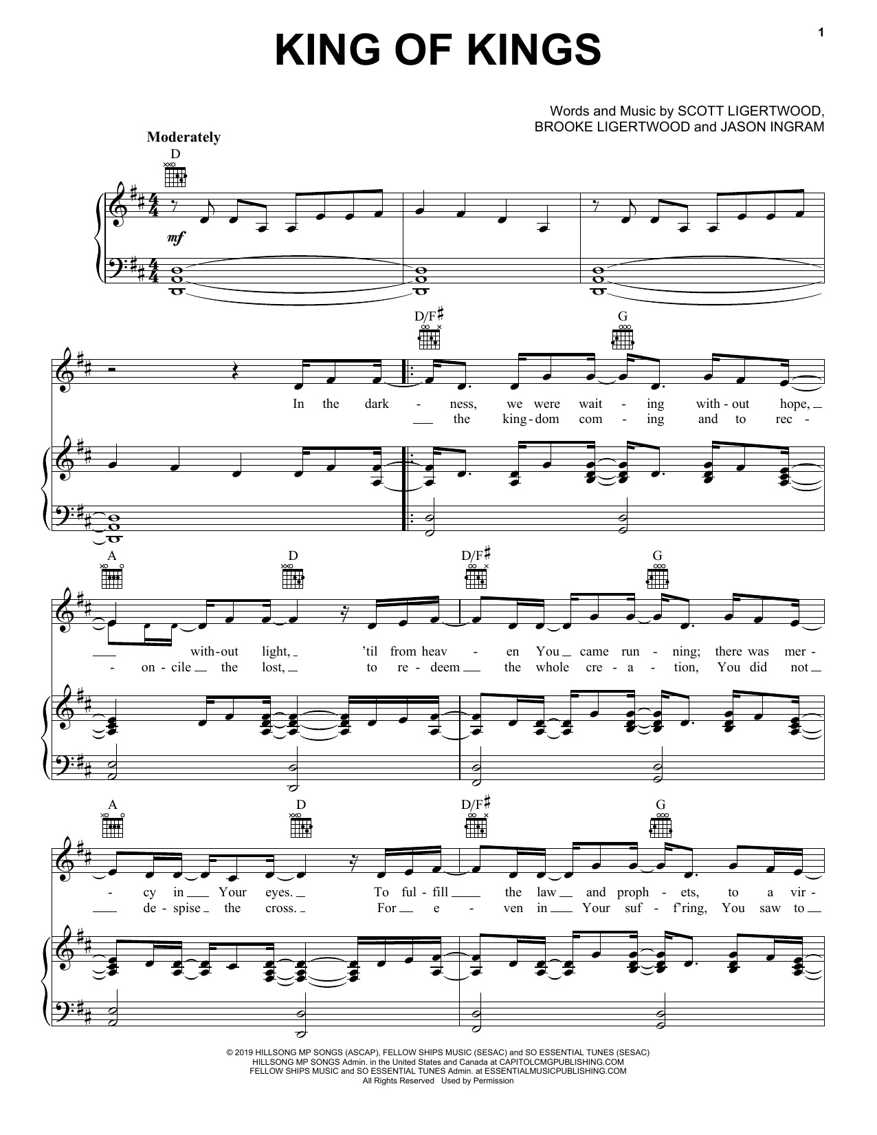 Hillsong Worship King Of Kings sheet music notes and chords arranged for Piano, Vocal & Guitar Chords (Right-Hand Melody)