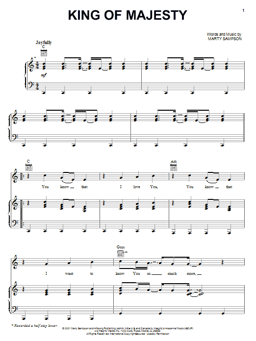Hillsong Worship King Of Majesty sheet music notes and chords arranged for Piano, Vocal & Guitar Chords (Right-Hand Melody)