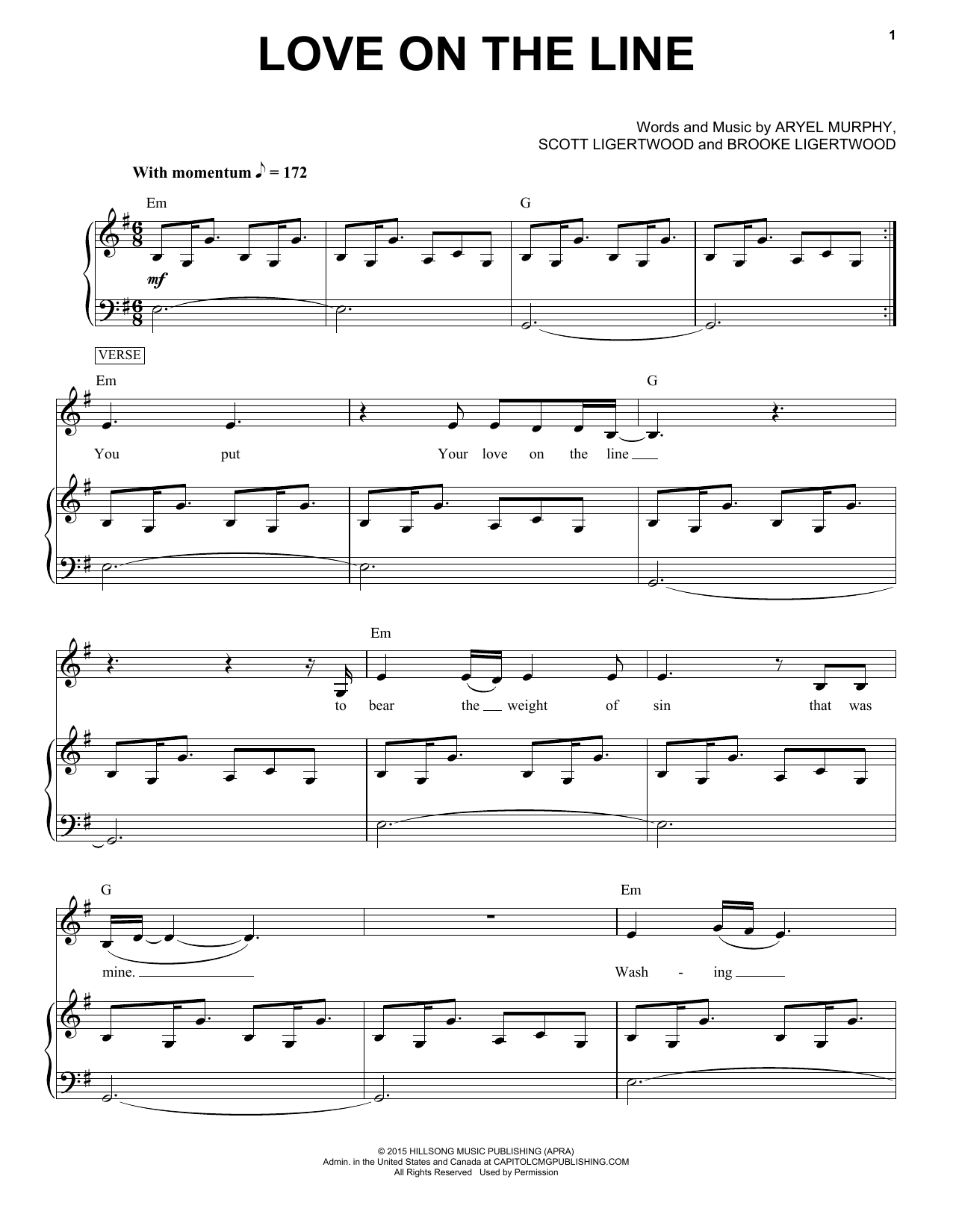Hillsong Worship Love On The Line sheet music notes and chords arranged for Piano & Vocal