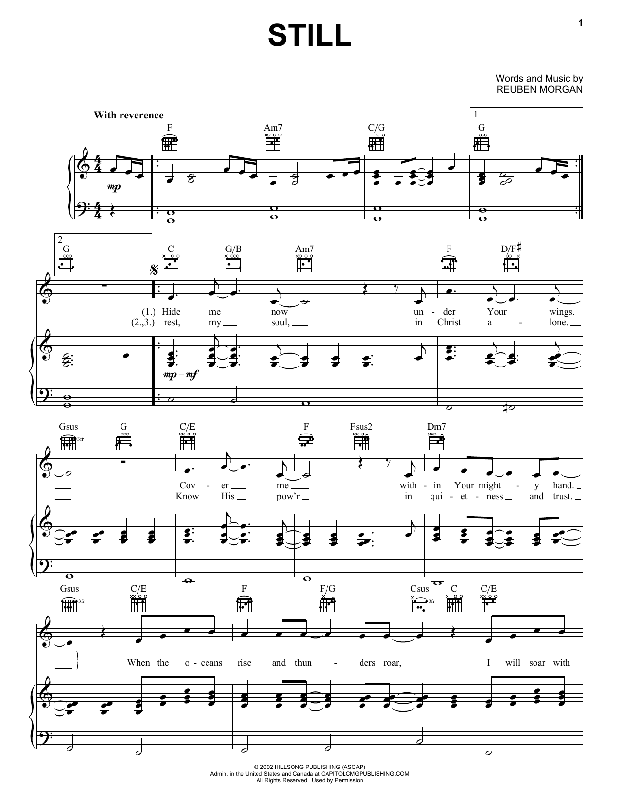 Hillsong Worship Still sheet music notes and chords arranged for Easy Piano