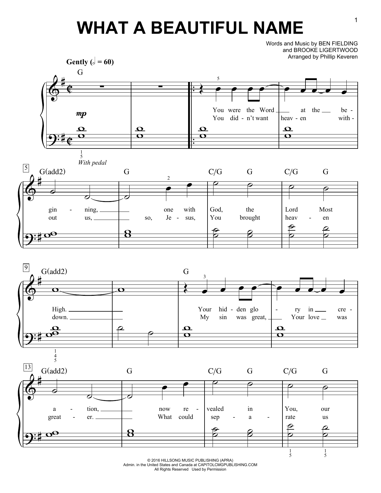 Hillsong Worship What A Beautiful Name (arr. Phillip Keveren) sheet music notes and chords arranged for Piano Solo