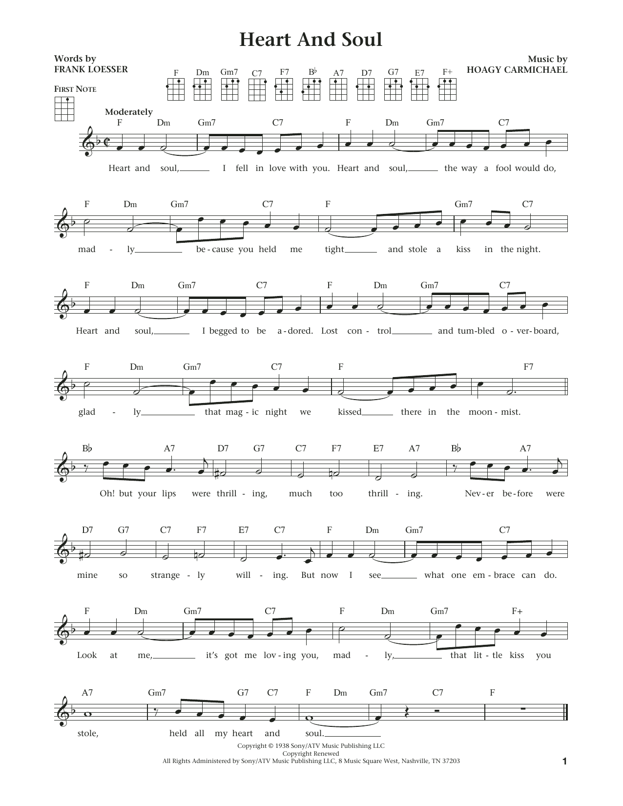 Hoagy Carmichael Heart And Soul (from The Daily Ukulele) (arr. Liz and Jim Beloff) sheet music notes and chords arranged for Ukulele