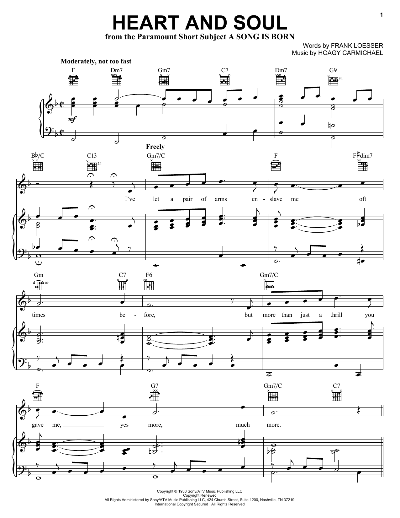 Hoagy Carmichael Heart And Soul sheet music notes and chords arranged for Super Easy Piano