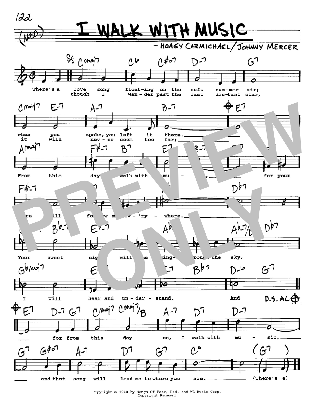 Hoagy Carmichael I Walk With Music sheet music notes and chords arranged for Real Book – Melody, Lyrics & Chords