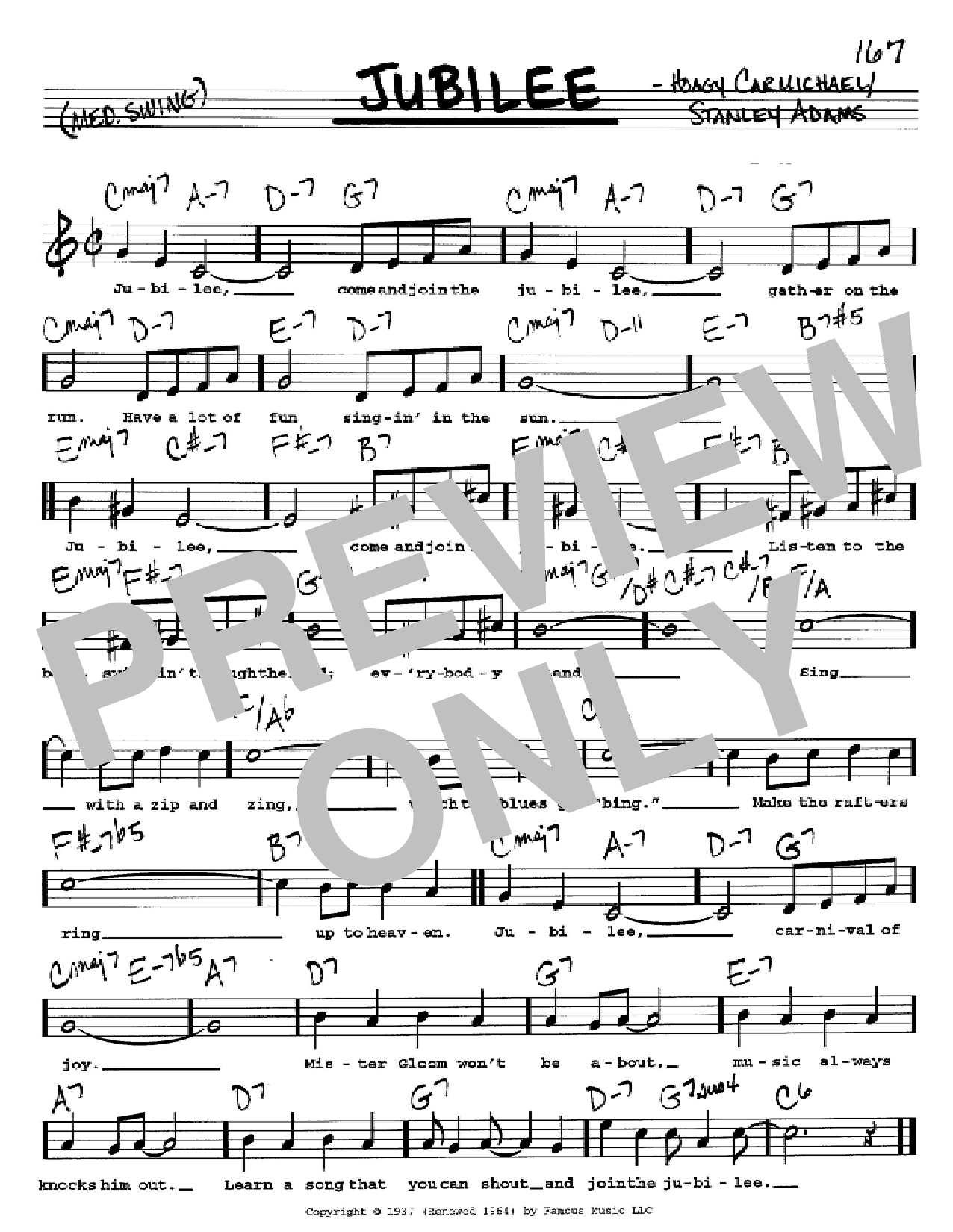 Hoagy Carmichael Jubilee sheet music notes and chords arranged for Piano, Vocal & Guitar Chords (Right-Hand Melody)