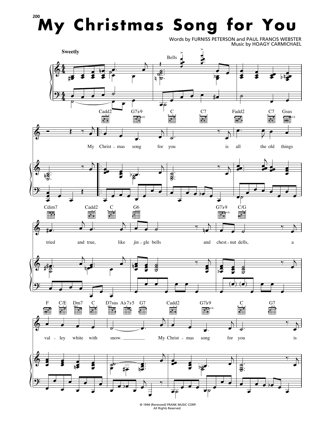 Hoagy Carmichael My Christmas Song For You sheet music notes and chords arranged for Piano, Vocal & Guitar Chords (Right-Hand Melody)